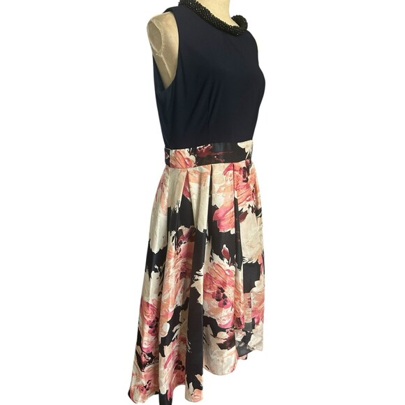 SLYN Women's 14 Beaded Bow Collar Hi Lo Sleeveless Pink  Blue Formal Dress - Picture 8 of 15